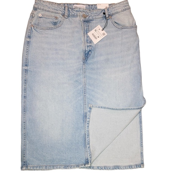 Zara Side Slit Denim Skirt NWT - Picture 8 of 13